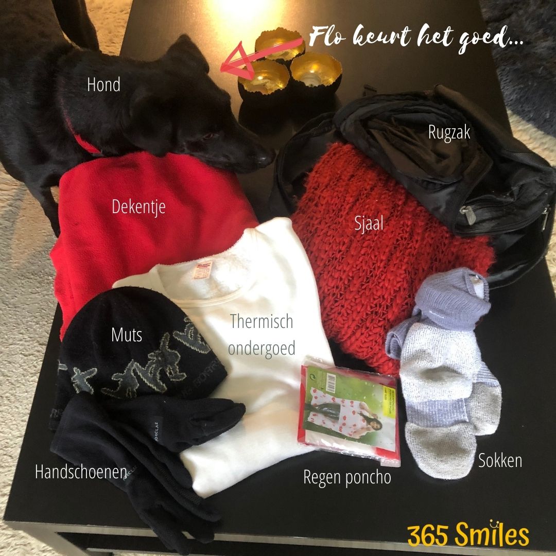 Our backpack with warm clothes